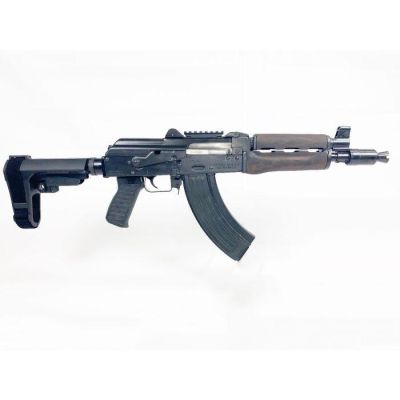 Zastava ZPAP92 AK-47 Pistol BULDGED TRUNNION 1.5MM RECEIVER - Stained Wood Handguard | 7.62x39 | 10" Chrome Lined Barrel | Booster Brake | SBA3 Arm Brace