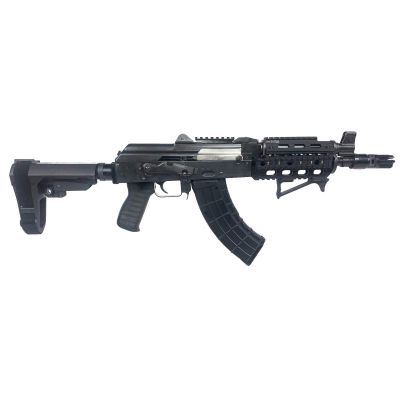 Zastava ZPAP92 AK-47 Pistol BULDGED TRUNNION 1.5MM RECEIVER - Black | 7.62x39 | 10" Chrome Lined Barrel | Quad Rail | Night Brake | Angled Foregrip | SBA3 Arm Brace
