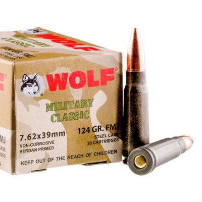 Wolf 124gr FMJ  7.62x39  Steel Case 