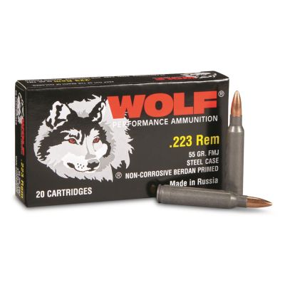 Wolf Steel Case Poly FMJ 223 55GR FMJ 500rd Case