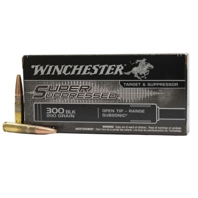 Winchester Ammo SUP300BLK Super Suppressed 300 AAC Blackout 200 GR Open Tip Range 20 Bx