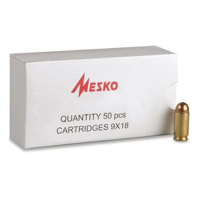 Mesko 9x18 Makarov Brass Case 93gr FMJ 50rd Box or 1000rd Case