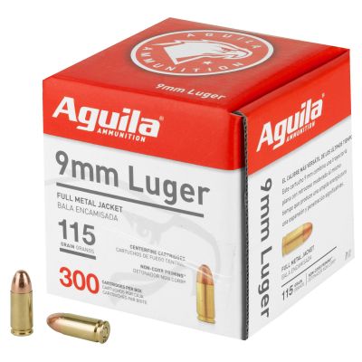 Aguila Ammunition Pistol, 9MM, 115 Grain, Full Metal Jacket, 300 Round Box 1E097700