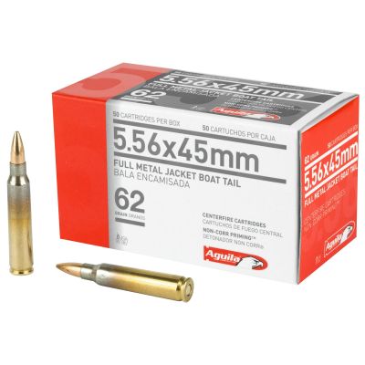 Aguila Ammunition Rifle, 556NATO, 62 Grain, Full Metal Jacket Boat Tail, 50 Round Box 1E556110