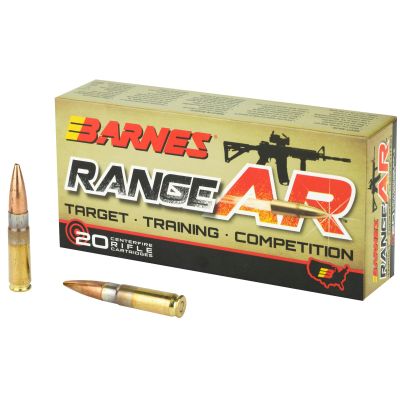Barnes Range AR, 300 Blackout, 90 Grain, Zn Core Open Tip Flat Base, Lead Free, 20 Round Box 30733