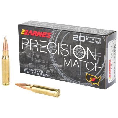 Barnes Precision Match, 308 Win, 175 Grain, Open Tip Match Boat Tail, 20 Round Box 30818