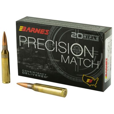 Barnes Precision Match, 338 Lapua, 300 Grain, Open Tip Match Boat Tail, 20 Round Box 30728