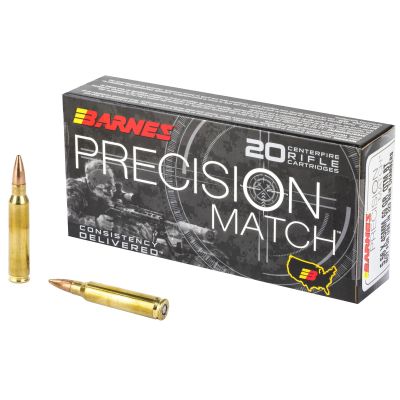 Barnes Precision Match, 556NATO, 69 Grain, Open Tip Match Boat Tail, 20 Round Box 30846