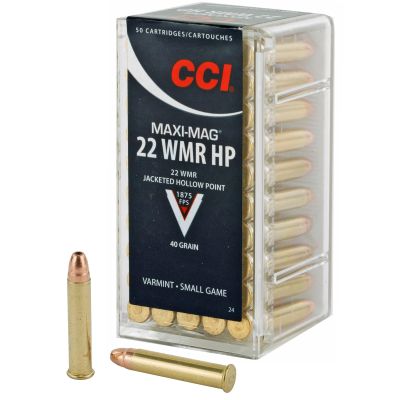 CCI Maxi-Mag, 22WMR, 40 Grain, Jacketed Hollow Point, 50 Round Box 24