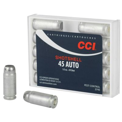 CCI Shotshell, 45ACP, 120 Grain, Shotshell, #9 Shot Size, 10 Round Box 3745