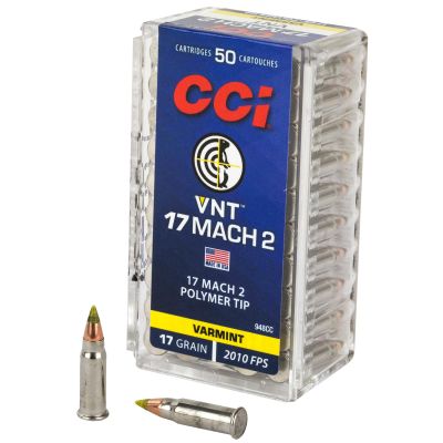 CCI Mach 2, 17 Hornady Mach 2, 17 Grain, Varmint Tip, 50 Round Box 948CC