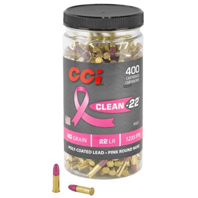 CCI CCI 22LR, 40Grain, Pink Soft Point, Clean-22, 400 Round Bottle 955CC