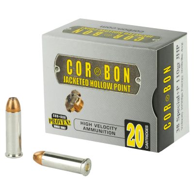 CorBon Self Defense, 38 Special, 110 Grain, Jacketed Hollow Point, +P, 20 Round Box 38110