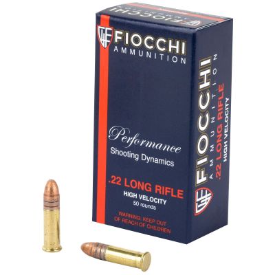 Fiocchi Ammunition Rimfire, 22LR, 40 Grain, Copper Plated Round Nose, 50 Round Box 22FHVCRN