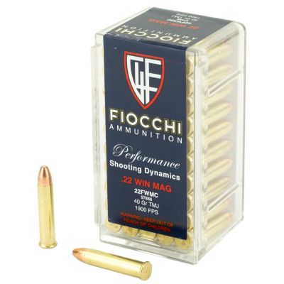 Fiocchi Ammunition Rimfire, 22WMR, 40 Grain, Full Metal Jacket, 50 Round Box 22FWMC