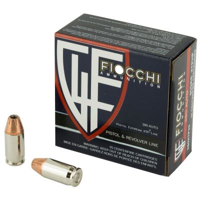 Fiocchi Ammunition Centerfire Pistol, 380ACP, 90 Grain, XTP, 25 Round Box 380XTP25