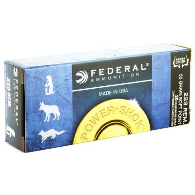 Federal PowerShok, 223REM, 55 Grain, Soft Point, 20 Round Box 223A
