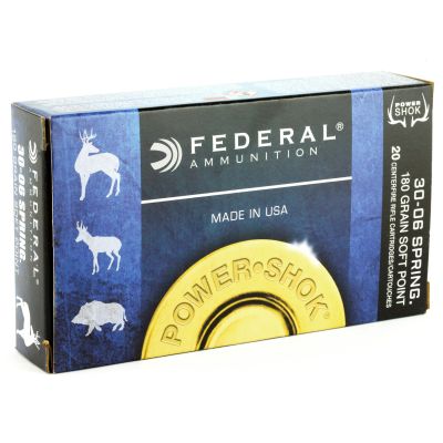 Federal PowerShok, 30-06, 180 Grain, Soft Point, 20 Round Box 3006B