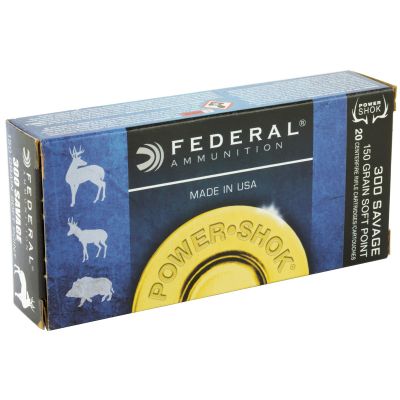 Federal PowerShok, 300 Savage, 150 Grain, Soft Point, 20 Round Box 300A