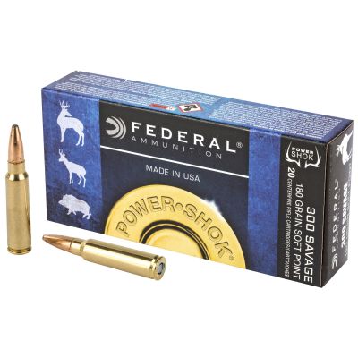 Federal PowerShok, 300 Savage, 180 Grain, Soft Point, 20 Round Box 300B
