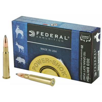 Federal PowerShok, 303 British, 150 Grain, Soft Point, 20 Round Box 303B