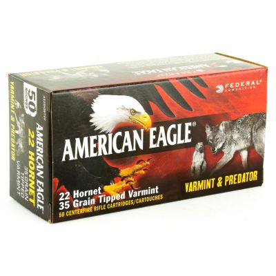 Federal American Eagle Varmint & Predator, 22 Hornet, 35 Grain, Tipped Varmint, 50 Round Box AE22H35TVP