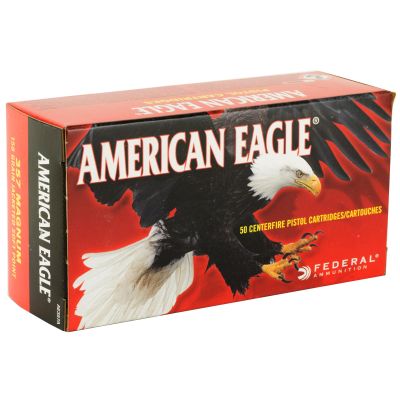 Federal American Eagle, 357MAG, 158 Grain, Jacketed Soft Point, 50 Round Box AE357A