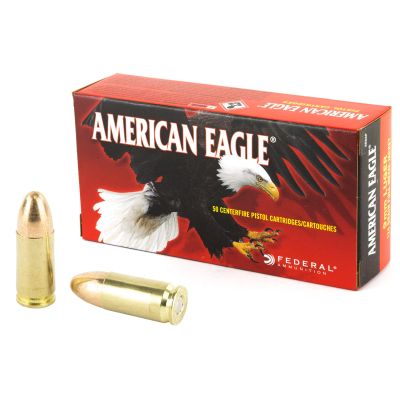 Federal American Eagle, 9MM, 124 Grain, Full Metal Jacket, 50 Round Box AE9AP
