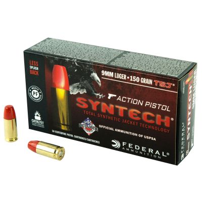 Federal American Eagle Action Pistol 9mm 150gr Total Syntech Jacket Flat Nose 50rd Box