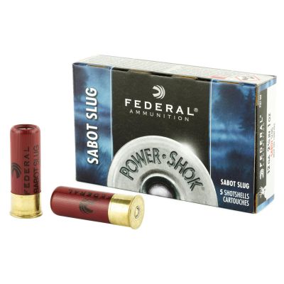 Federal PowerShok, 12 Gauge, 2.75", Max Dram, 1oz, Sabot Slug, Hollow Point,5 Round Box F127SS2