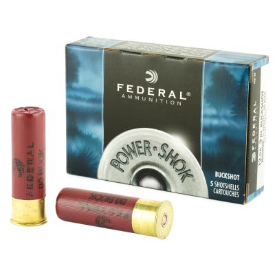 Federal PowerShok, 12 Gauge, 3", 00 Buck, Mag Dram, Buckshot, 15 Pellets,5 Round Box F13100