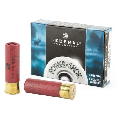 Federal PowerShok, 12 Gauge, 3", Mag Dram, 1.25oz, Rifled Slug, Hollow Point,5 Round Box F131RS