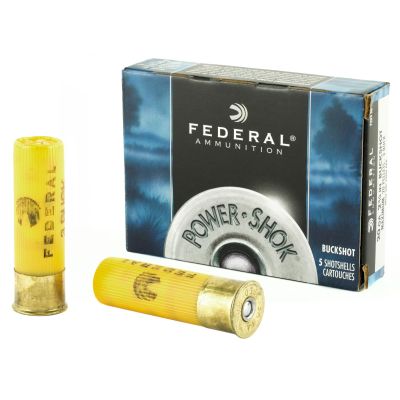 Federal PowerShok, 20 Gauge, 2.75", 3 Buck, Max Dram, Buckshot, 20 Pellets,5 Round Box F2033B
