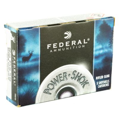 Federal PowerShok, 20 Gauge, 2.75", .75oz., Rifled Hollow Point Slug, 5 Round Box F203RS