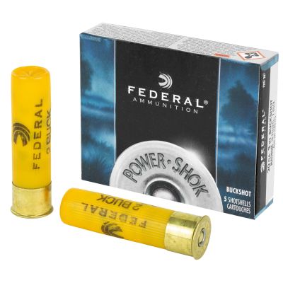 Federal PowerShok, 20 Gauge, 3", #2 Buckshot, 18 Pellets, 5 Round Box F2072B