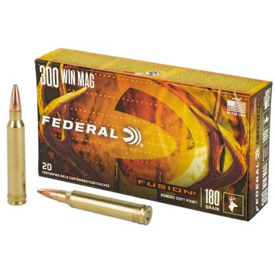 Federal Fusion, 300 WIN MAG, 180 Grain, Boat Tail, 20 Round Box F300WFS3