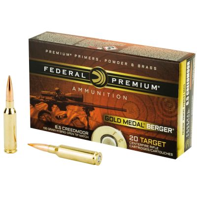 Federal Gold Medal Berger, 6.5 CREEDMOOR, 130 Grain, Berger, 20 Rounds Per Box GM65CRDBH130