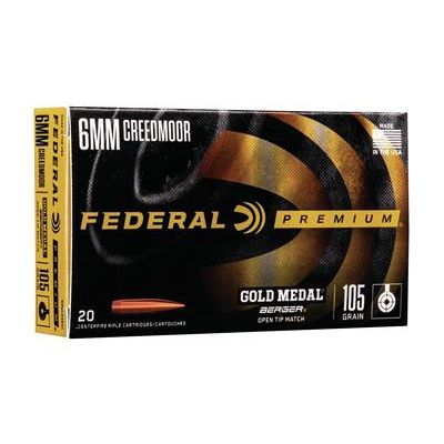 Federal Gold Medal, Berger, 6MM Creedmoor, 105 Grain, Boat Tail Hollow Point, 20 Round Box GM6CRDBH1
