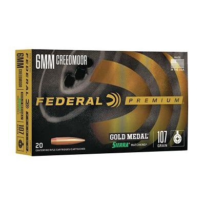 Federal Premium, Sierra Match King, 6MM Creedmoor, 107Gr, Hollow Point, 20 Round Box GM6CRDM1