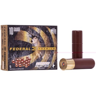 Federal Copper Plated Buckshot 10 Gauge 3.5", 00 Buck, 2 1/4oz, 5rd Box
