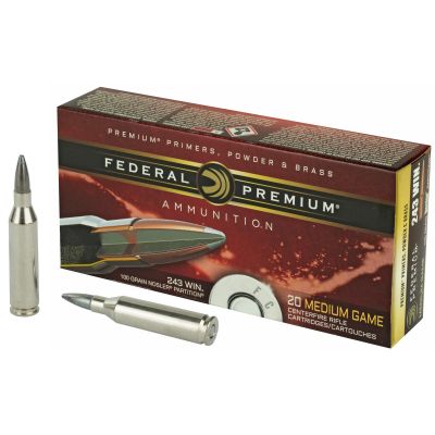 Federal Premium, 243 Win, 100 Grain, Nosler Partition, 20 Round Box P243E