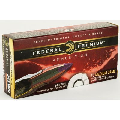 Federal Premium, 243WIN, 95 Grain, Nosler Ballistic Tip, 20 Round Box P243J