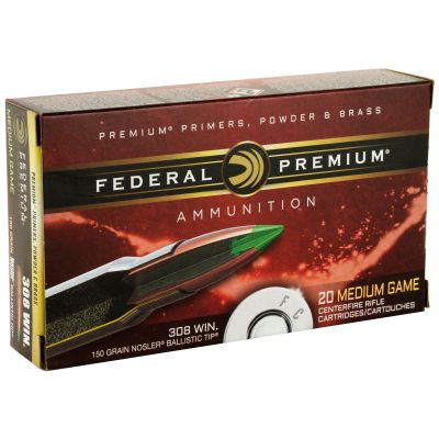 Federal Premium, 308WIN, 150 Grain, Ballistic Tip, 20 Round Box P308F