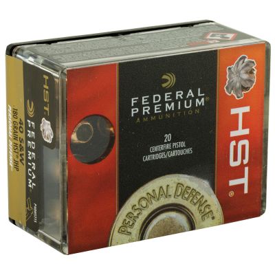 Federal Premium HST, Personal Defense, 40S&W, 180 Grain, Jacketed Hollow Point, 20 Round Box P40HST1S