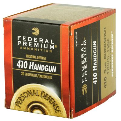 Federal Personal Defense, 410 Gauge, 3", Buckshot, 4 Pellets, 20 Round Box PD413JGE4B