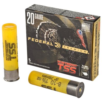 Federal Heavyweight TSS with Flightcontrol Flex, 20 Gauge 3", 8-10 Combo, 1 5-8oz, 5 Round Box, California Certified Nonlead Ammunition PTSSX295F 810