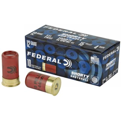 Federal Shorty Shotshell, 12 Gauge 1.75", #4 Buckshot, 10 Rd Box, 100Rd Case SH129 4B