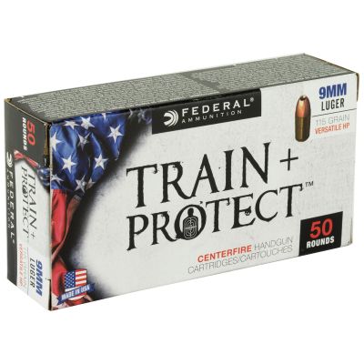 Federal Train & Protect, 9MM, 115 Grain, Versatile Hollow Point, 50 Round Box TP9VHP1