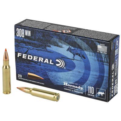 Federal Varmint and Predator, V-Max, 308 Winchester, 110 Grain, 20 Round Box V308VM110