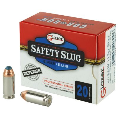 Glaser Blue, 40 S&W, 115 Grain, Pre-Fragmented, 20 Round Box GL03000/20